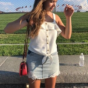 Madewell Texture & Thread Ruffle Tie-Front Tank